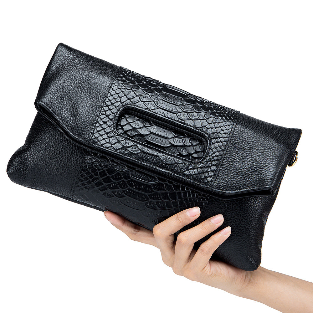 Women's Folding Envelope Clutch Leather Versatile Cowhide Shoulder Bags