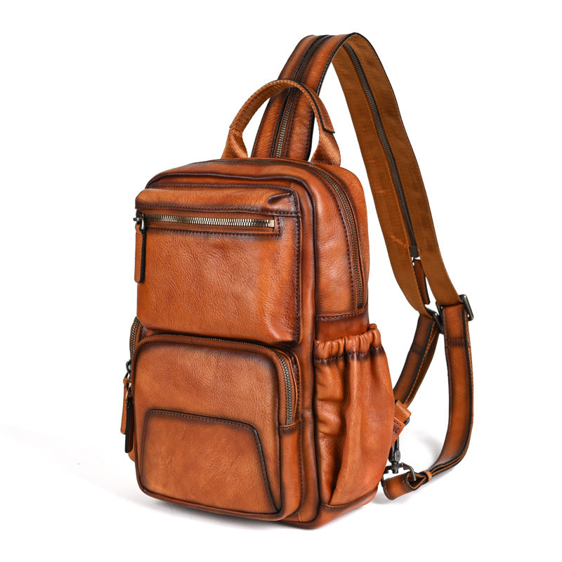 Men's Retro Trendy Head Layer Vegetable Tanned Backpacks