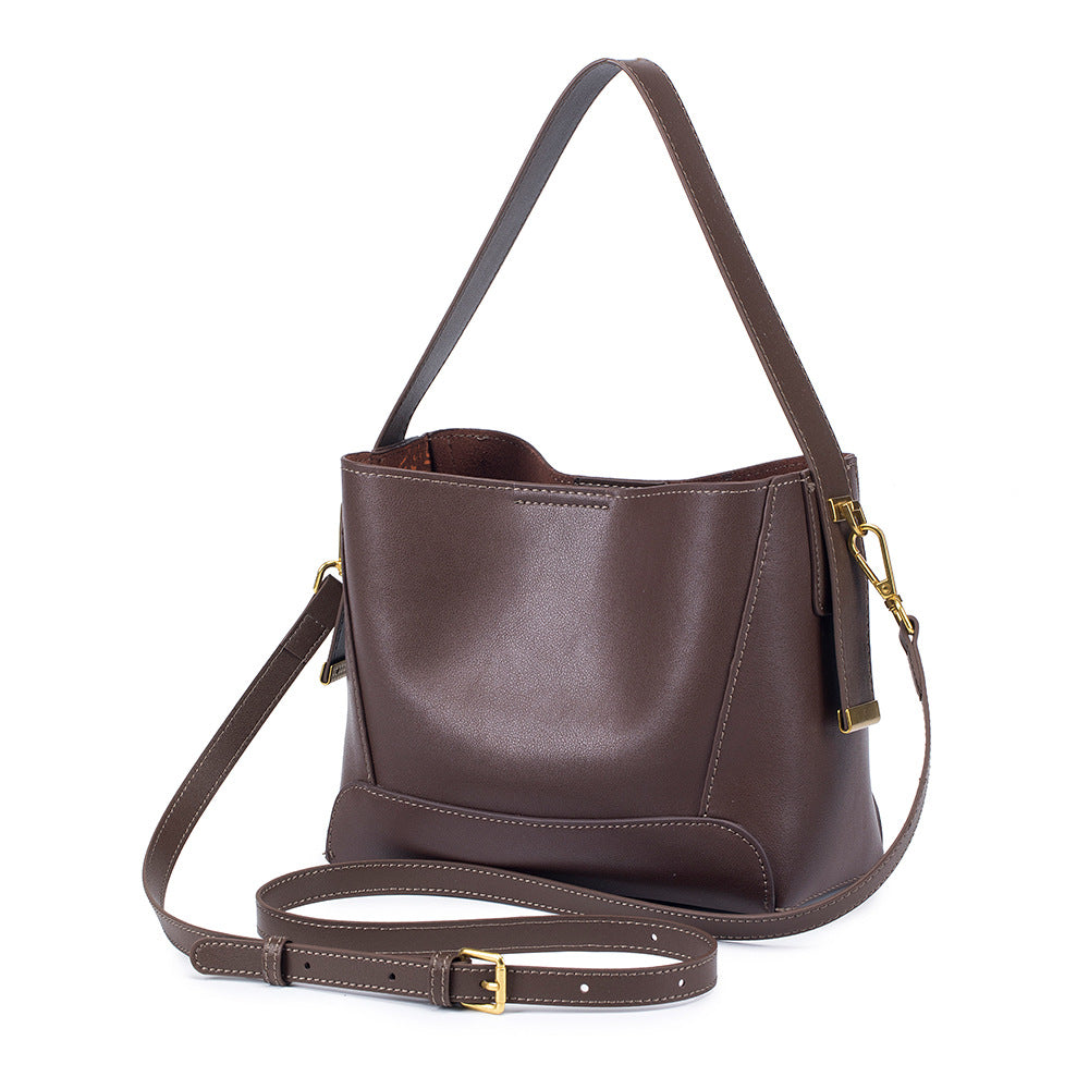 Women's Genuine Leather Niche High-grade Cowhide Exquisite Bucket Bags