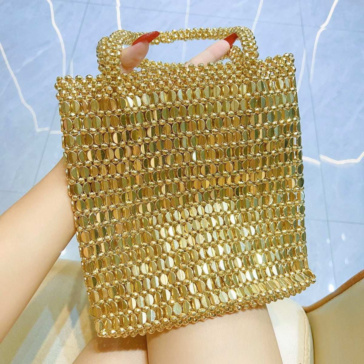 Metal Shiny Beaded Sequins Underarm Shopping Armpit Bags