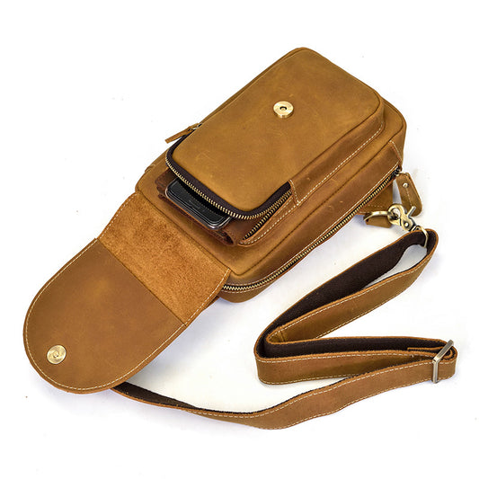 Men's Horse First Layer Cowhide Can Be Men's Chest Bags