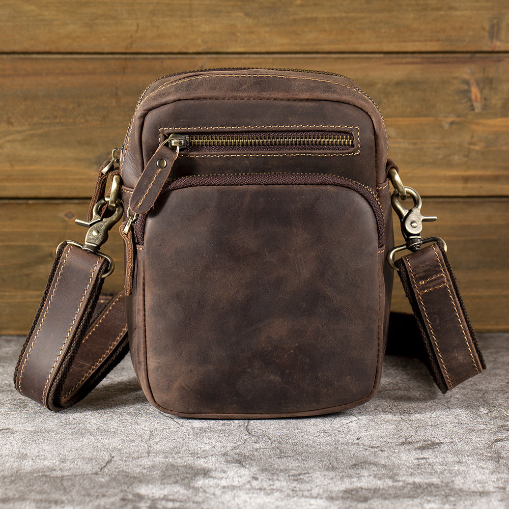 Men's Vertical First Layer Cowhide Vintage Men's Shoulder Bags