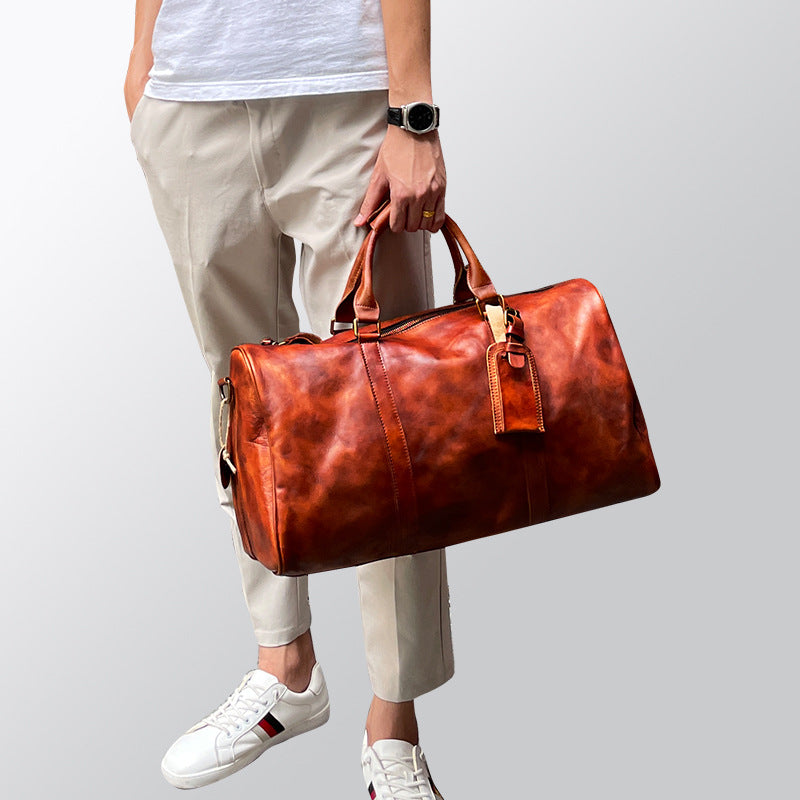 Women's & Men's & Genuine Leather Portable Fitness Travel Bags