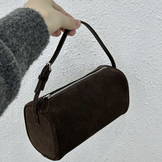 Women's Layer Cowhide Niche Designer High-grade Cylinder Handbags