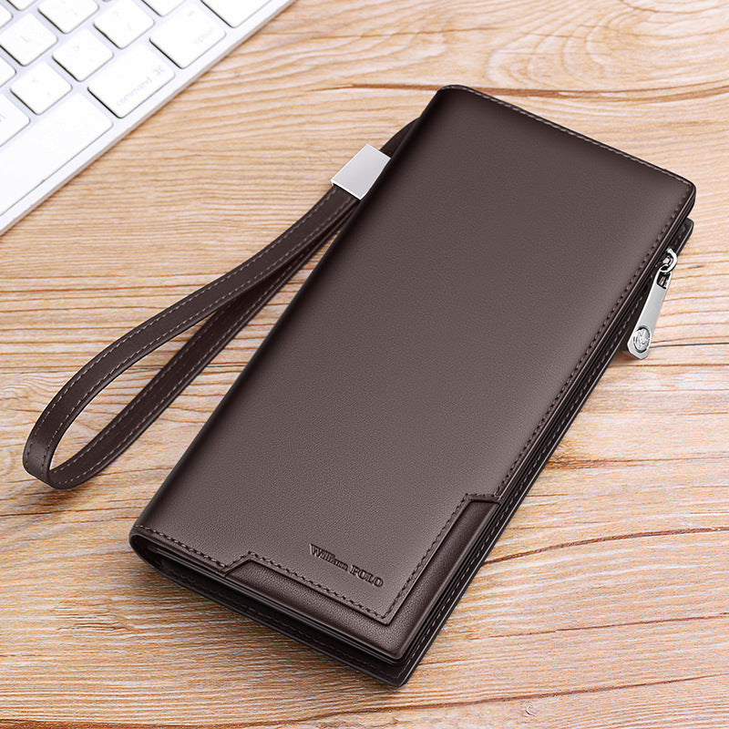 Men's Genuine Leather Long Large Capacity Multiple Men's Handbags