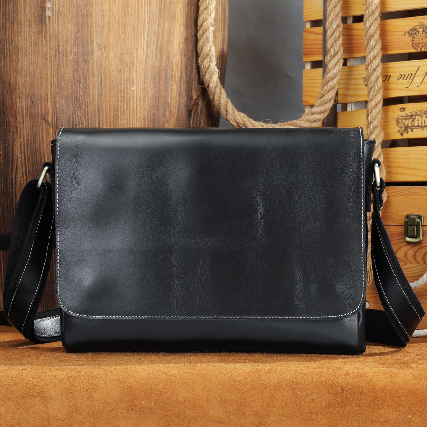Men's Crazy Horse Leather First Layer Cowhide Bags