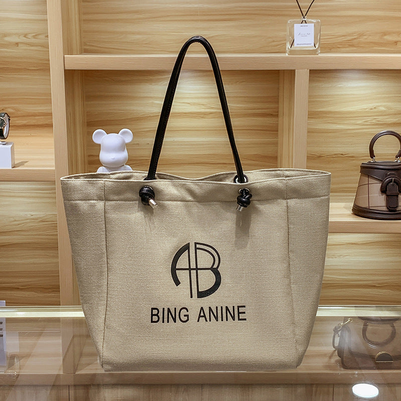 Women's Fashionable Niche Canvas Large Capacity Underarm Tote Bags