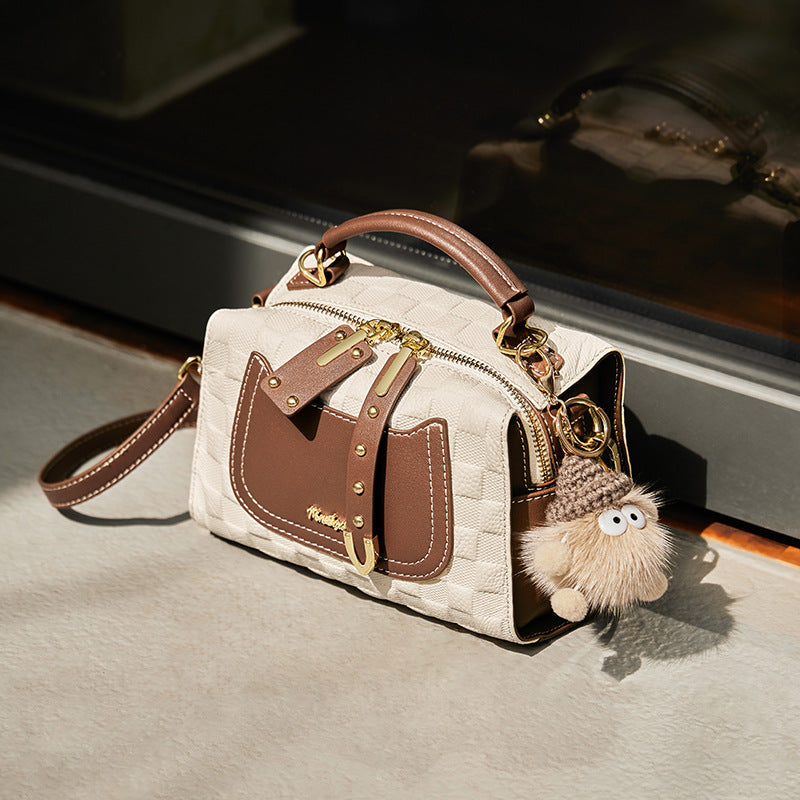 Women's Summer Boston Pillow Genuine Leather Handbags