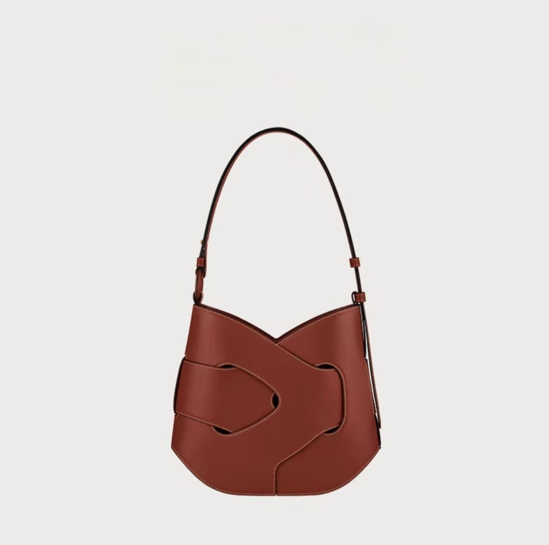 High-grade Design Underarm Smooth Cowhide Woven Tote Bags