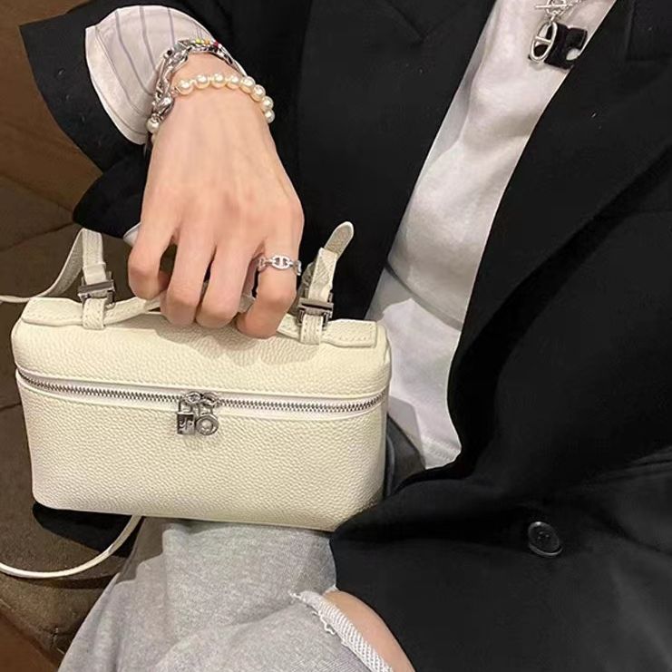 High Version Layer Cowhide Lunch Box Small Square Bags