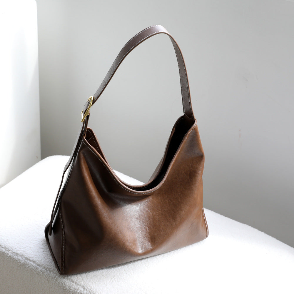 Women's Large Capacity Underarm Commuter Vintage Leather Tote Bags
