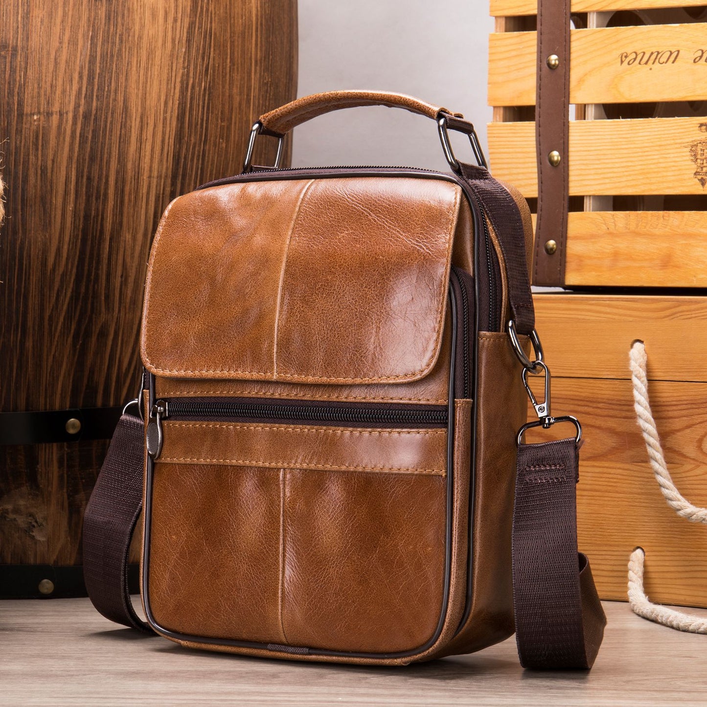 Men's Genuine Leather Business High-grade Cowhide Large Men's Shoulder Bags