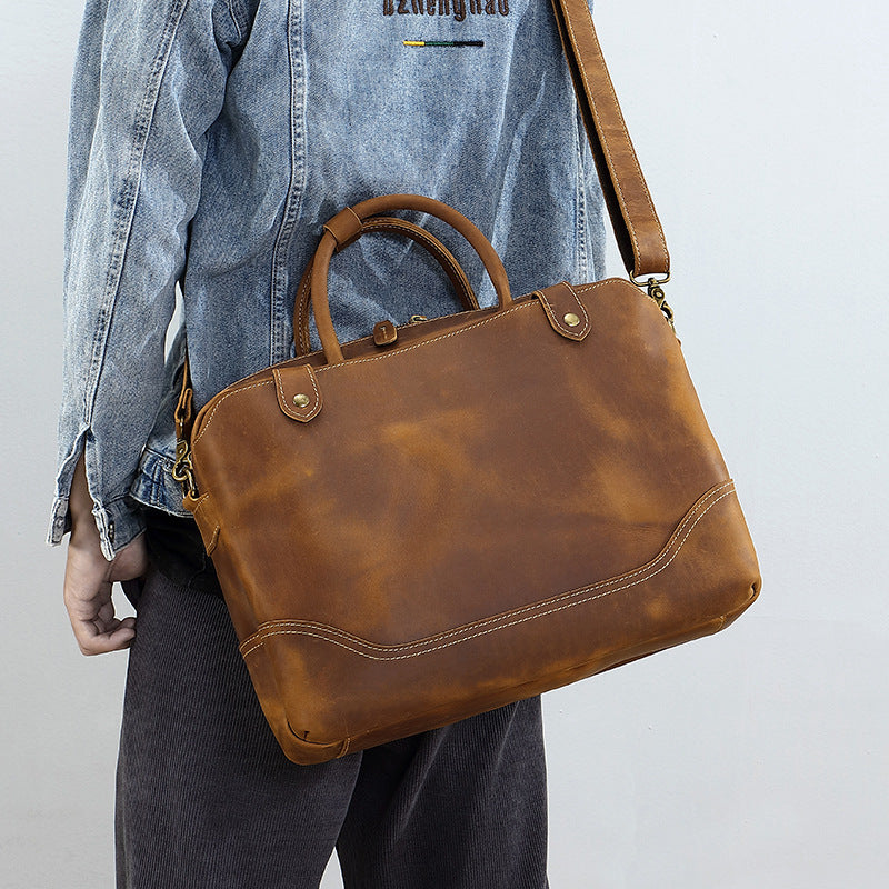 Men's Vintage Cowhide Business Genuine Leather Computer Men's Briefcases