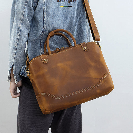 Men's Vintage Cowhide Business Genuine Leather Computer Men's Briefcases