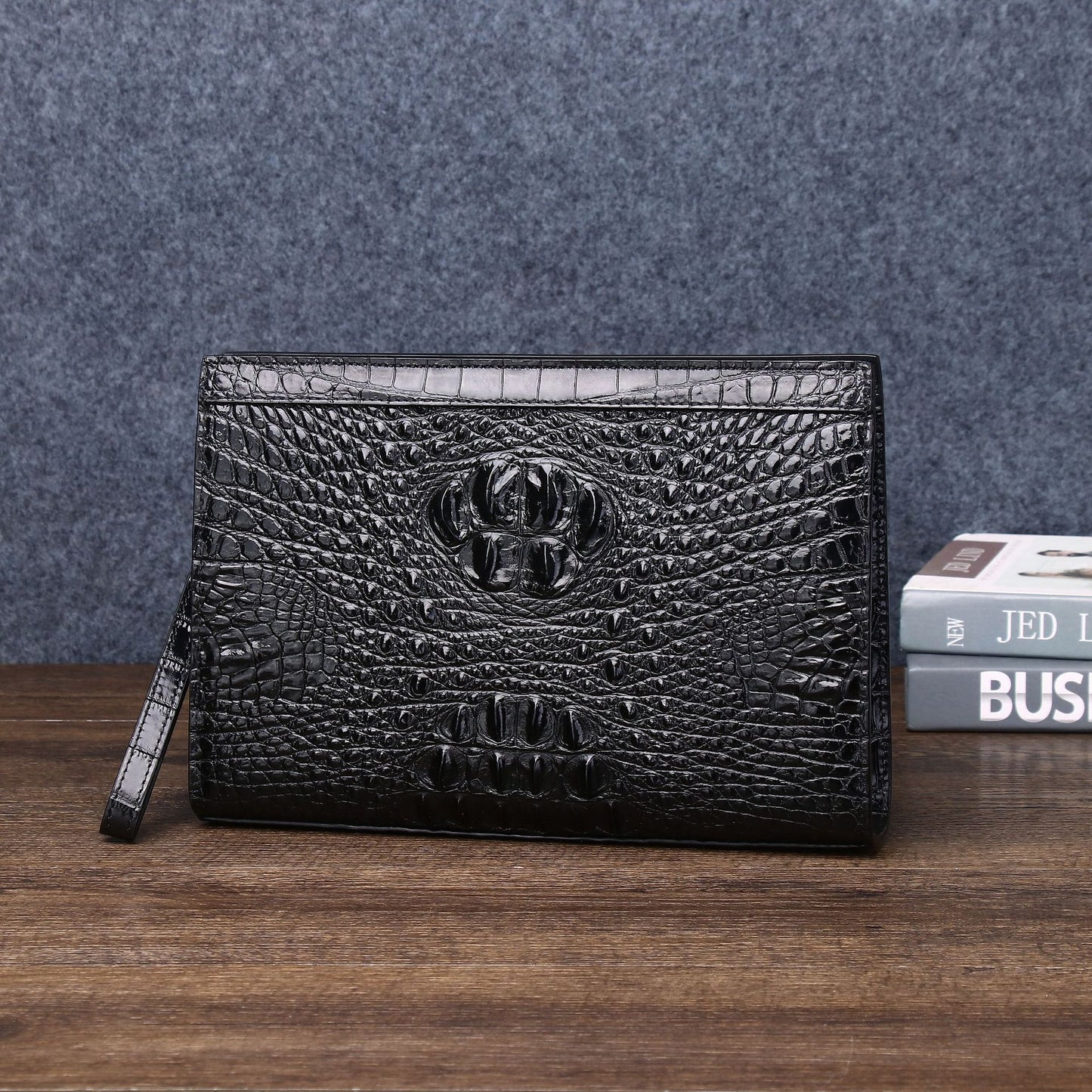 Men's Fishbone Pattern Large Fashion Envelope Classic Men's Handbags