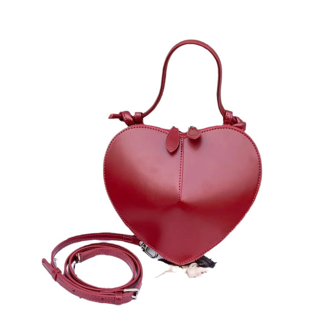 Women's Heart Shape Cowhide Peach Heart-shaped Bags