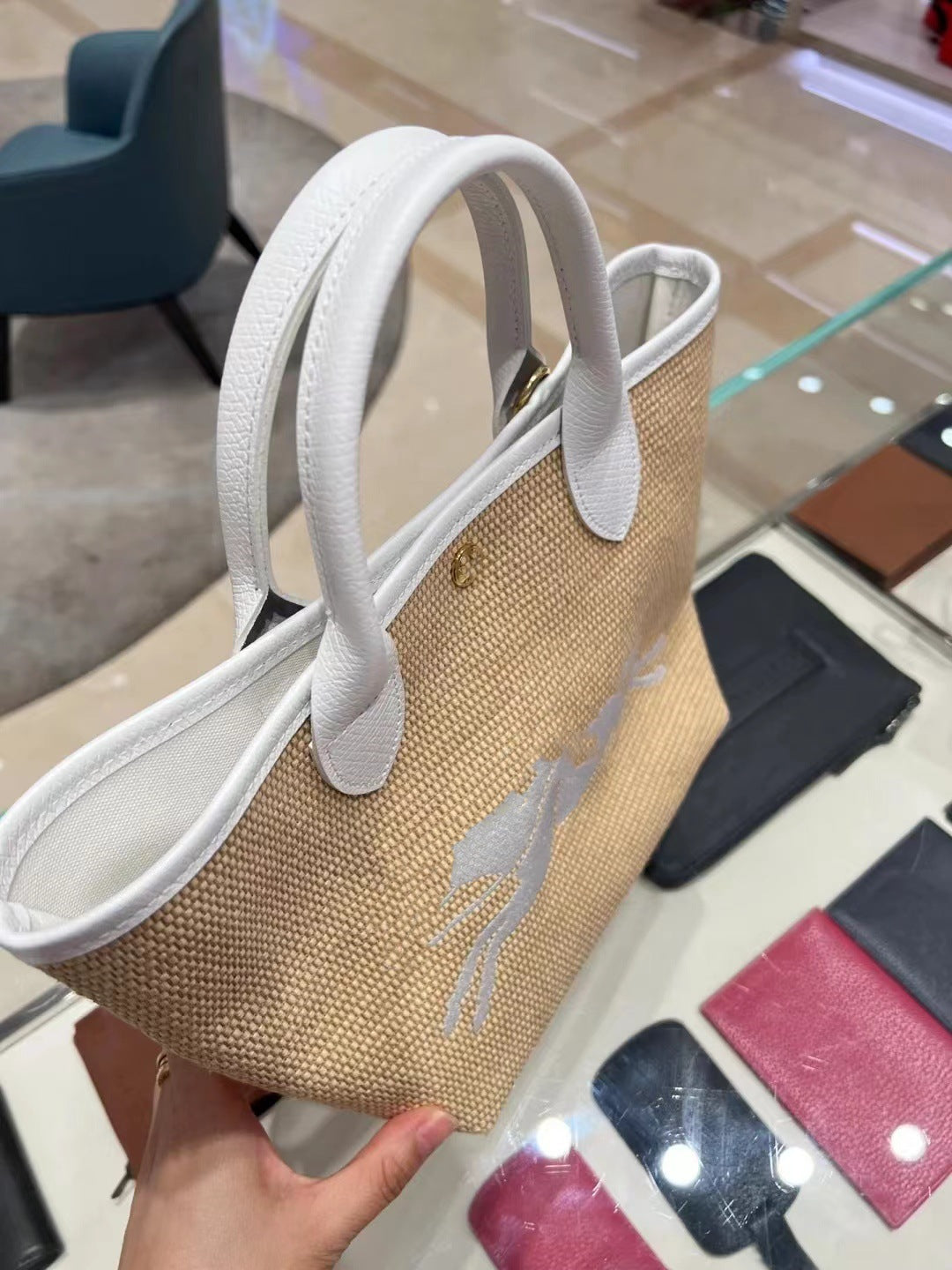 Women's Straw Woven Big Horse Summer Beach Tote Bags