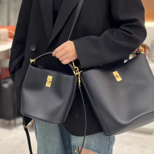 Arc Leather First Layer Cowhide Large Bucket Bags