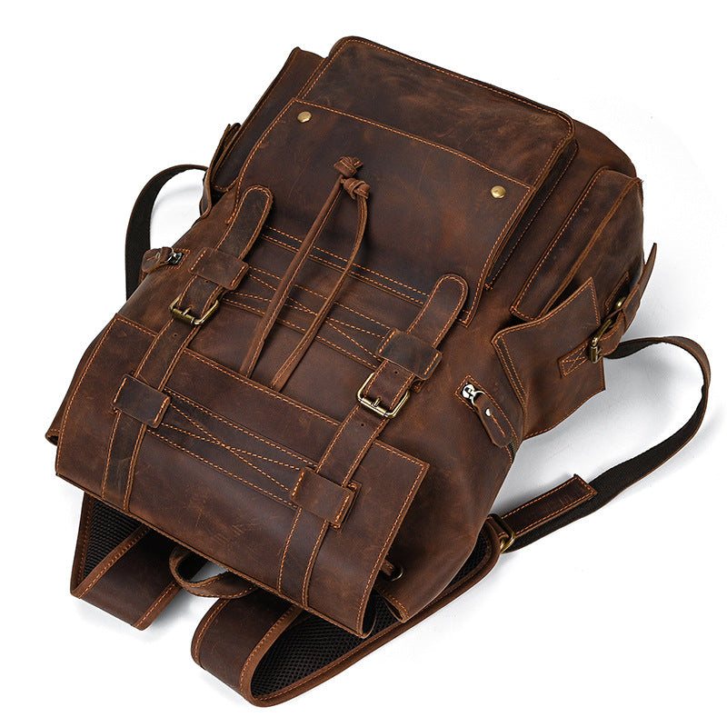 Men's Retro Crazy Horse Leather Business Computer Backpacks