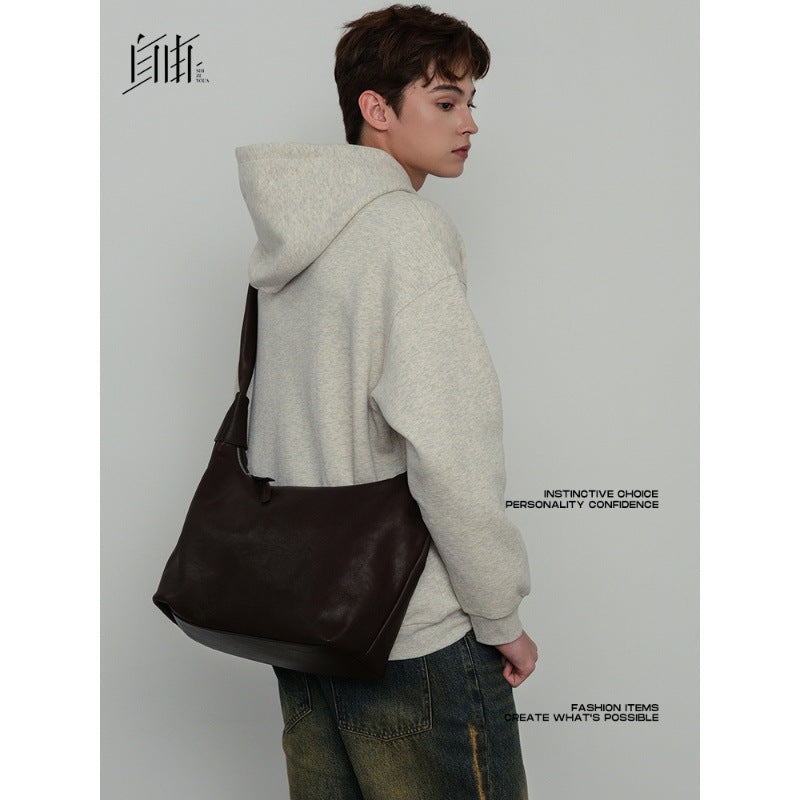 Men's Idle Style Soft Leather Design Large Men's Messenger Bags