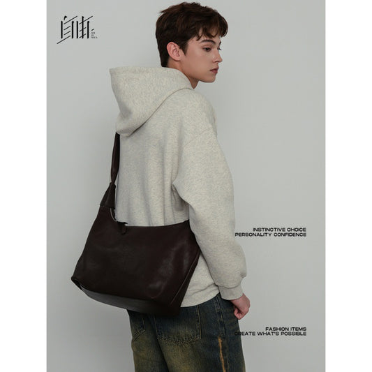 Men's Idle Style Soft Leather Design Large Men's Messenger Bags