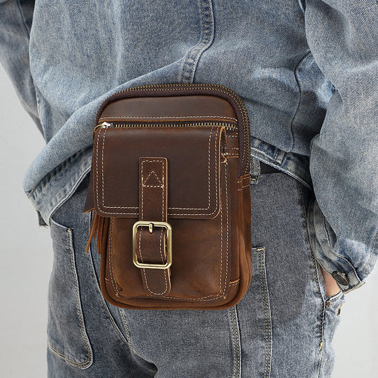 Men's First Layer Cowhide Mobile Genuine Leather Men's Messenger Bags