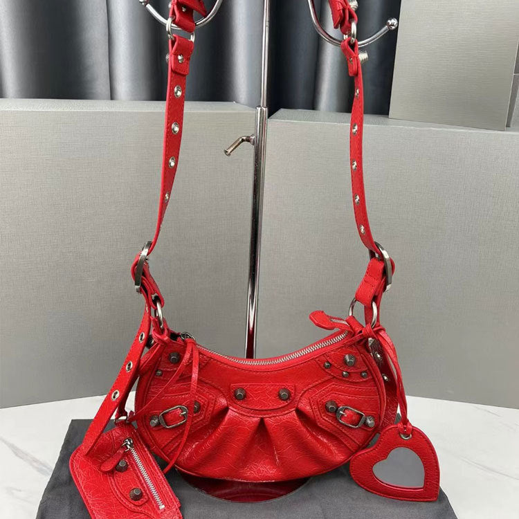 Women's Three-in-one Oil Wax Cowhide Burst Crack Selenodont Shoulder Bags