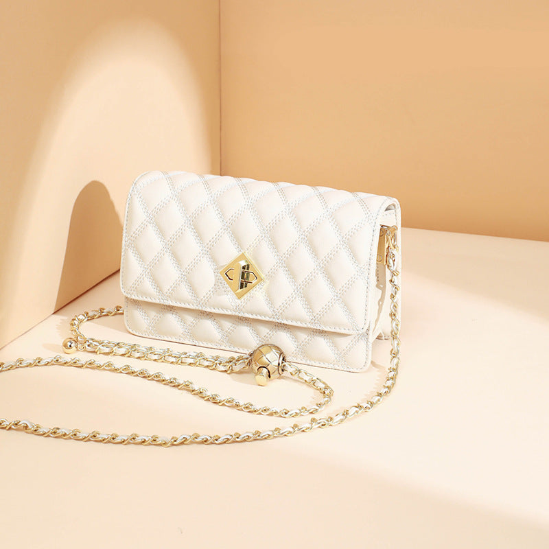 Women's Design Genuine Leather Fashion Chain Golden Crossbody Bags