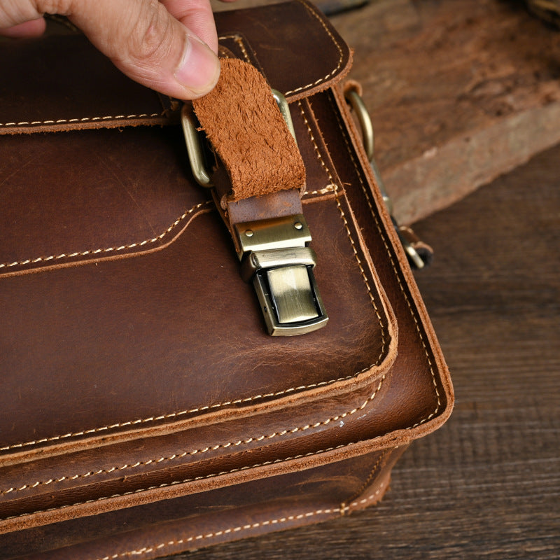 Men's Ancient Hipster Crazy Horse Leather Retro Men's Shoulder Bags