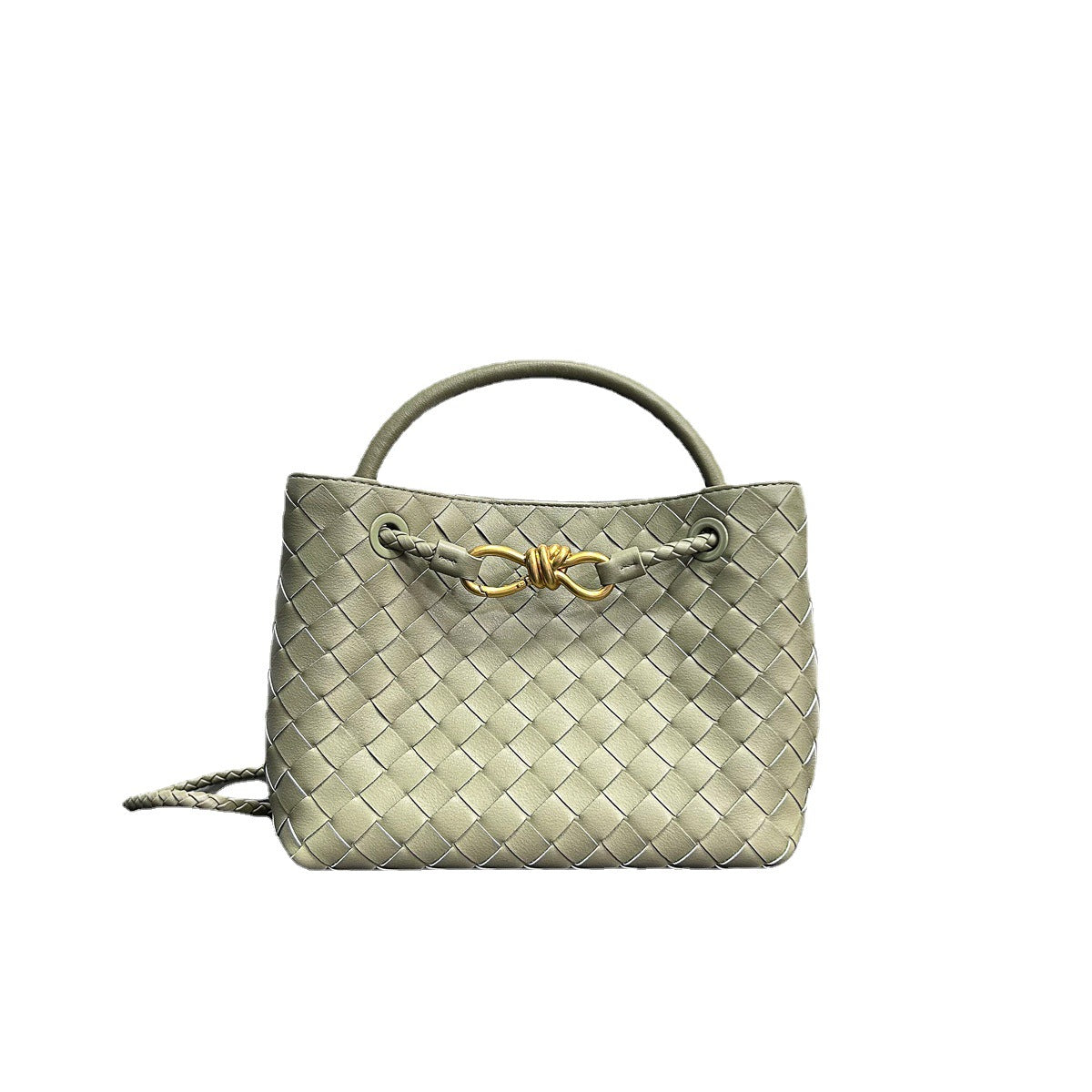 Women's Design Spring Metal Cord Fastener Woven Shoulder Bags