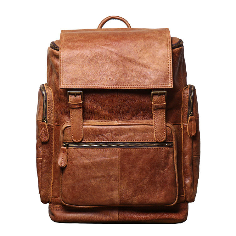 Women's & Men's & Retro Leather Cowhide Computer Matte Backpacks