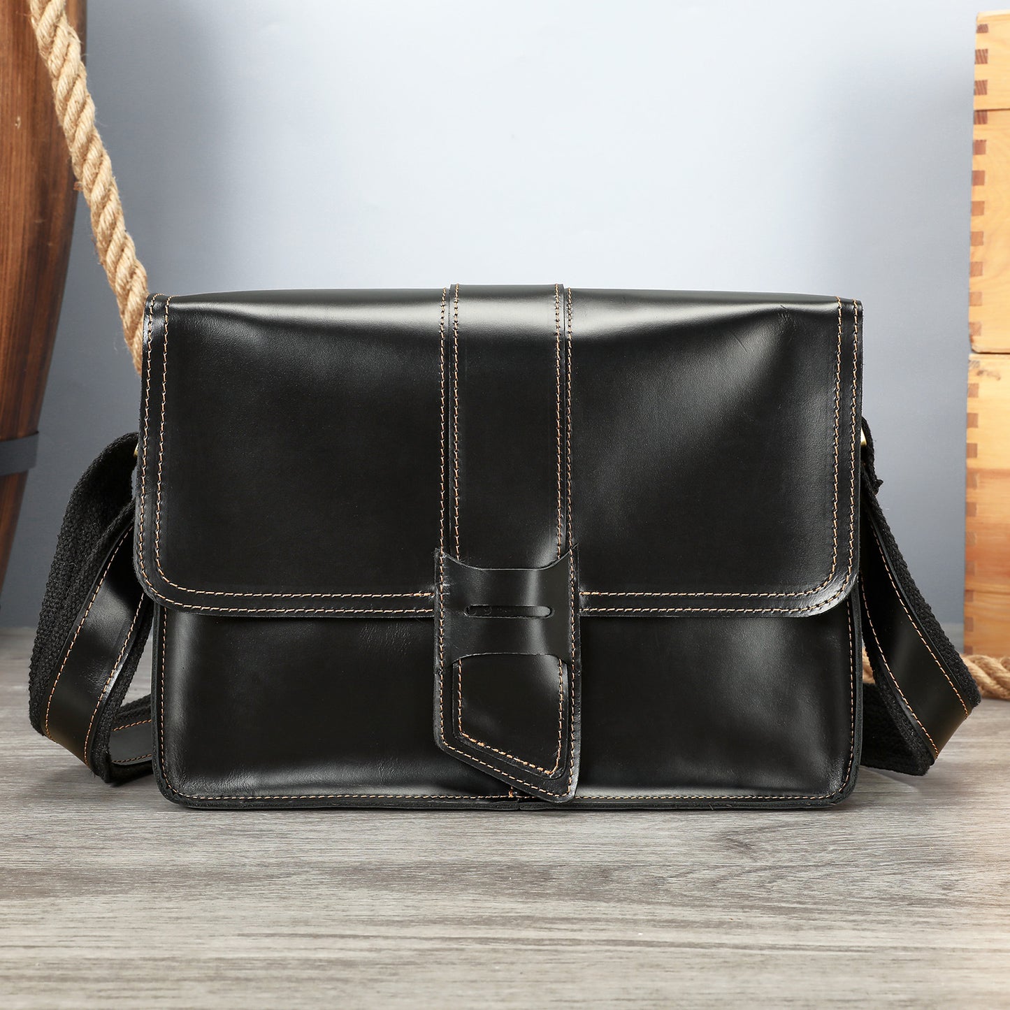 Retro Clamshell Leather First Layer Cowhide Men's Shoulder Bags