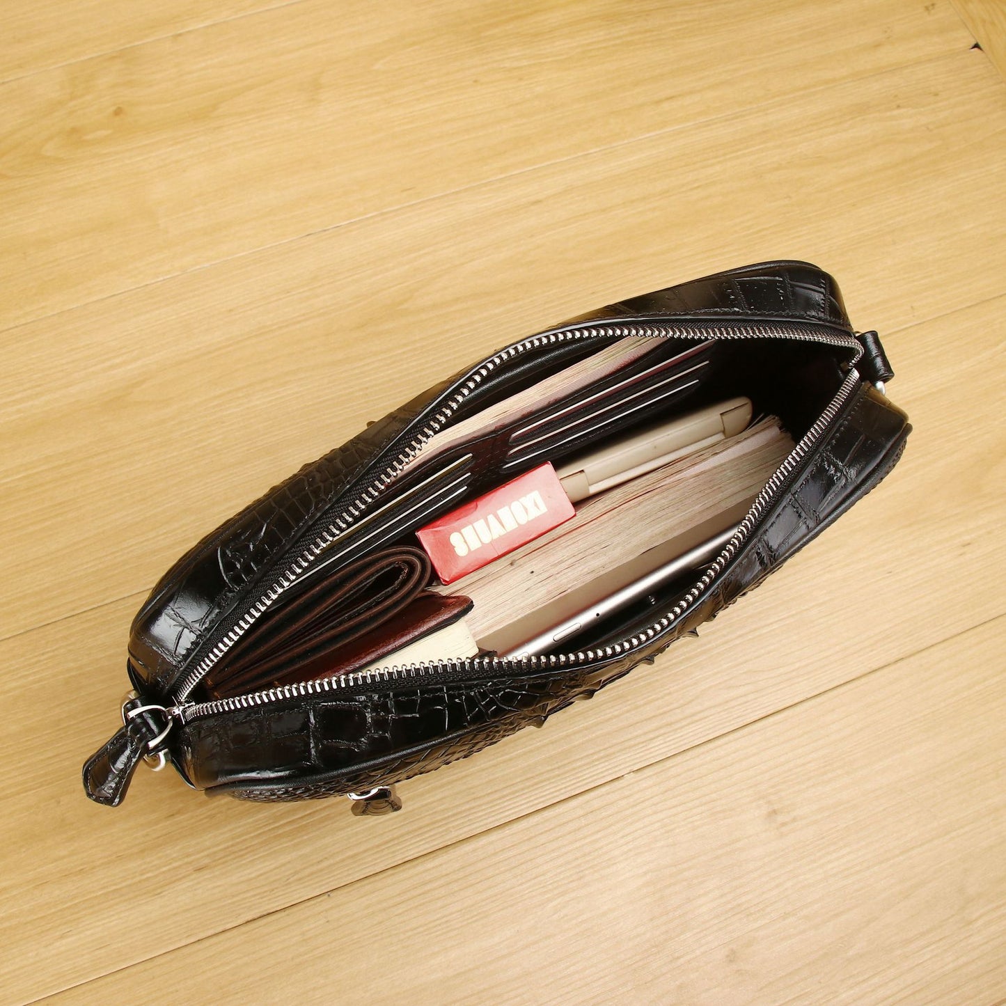 Men's Popular Crocodile Pattern Horizontal Fashion Men's Messenger Bags