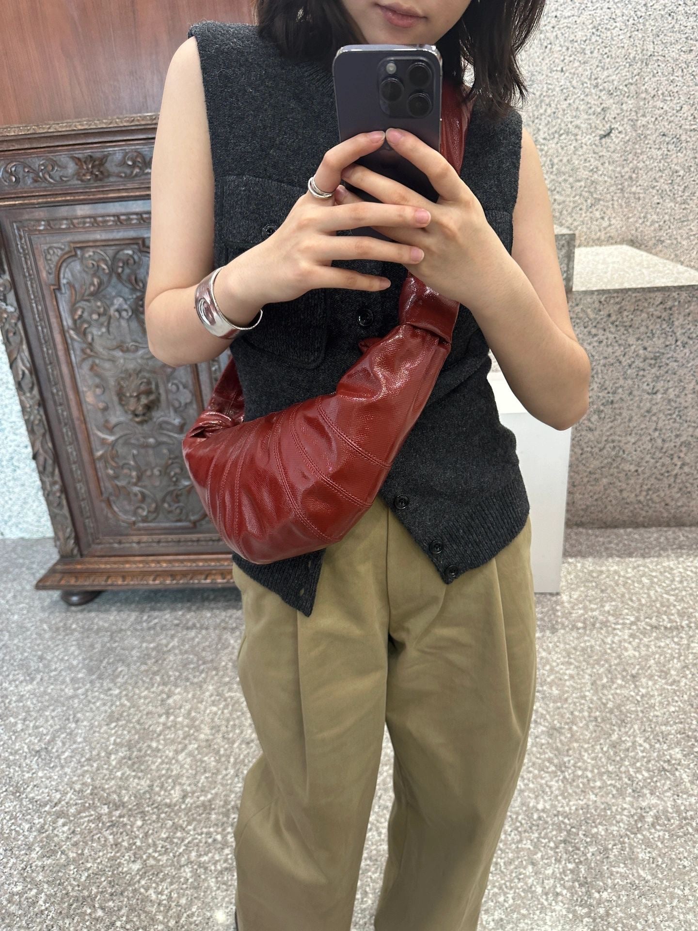 Innovative Beautiful Linen Coated Croissant Dumpling Bags