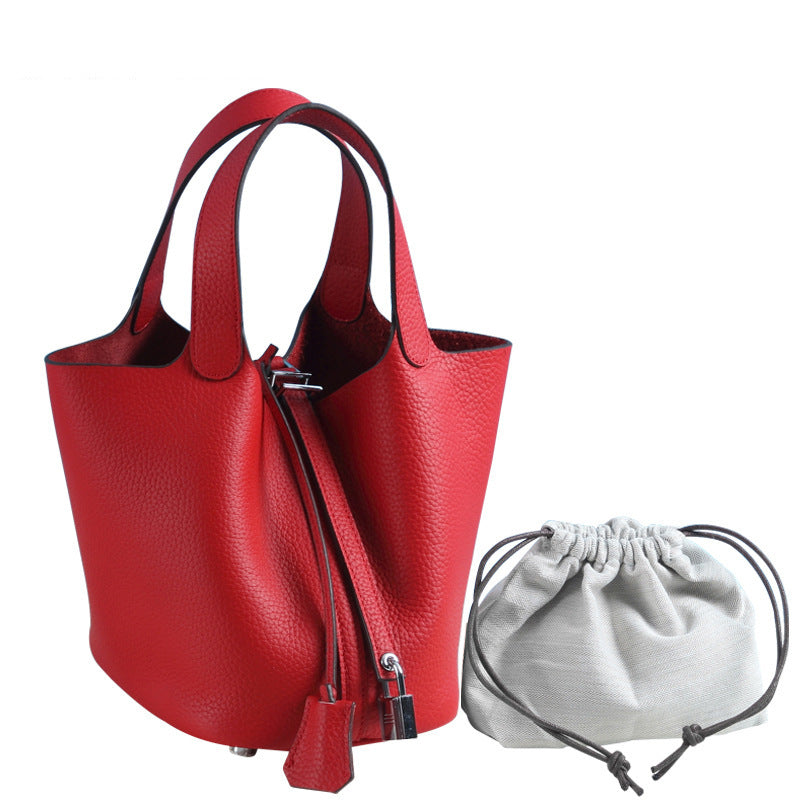 Women's Lychee Pattern First Layer Cowhide Vegetable Handbags