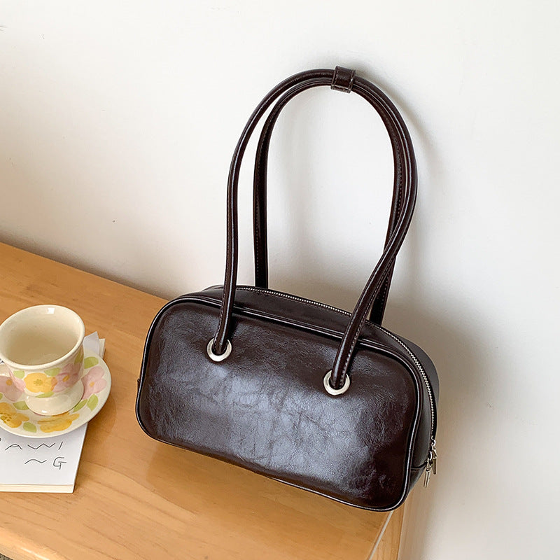 Women's Oil Wax Leather Large Capacity High Shoulder Bags