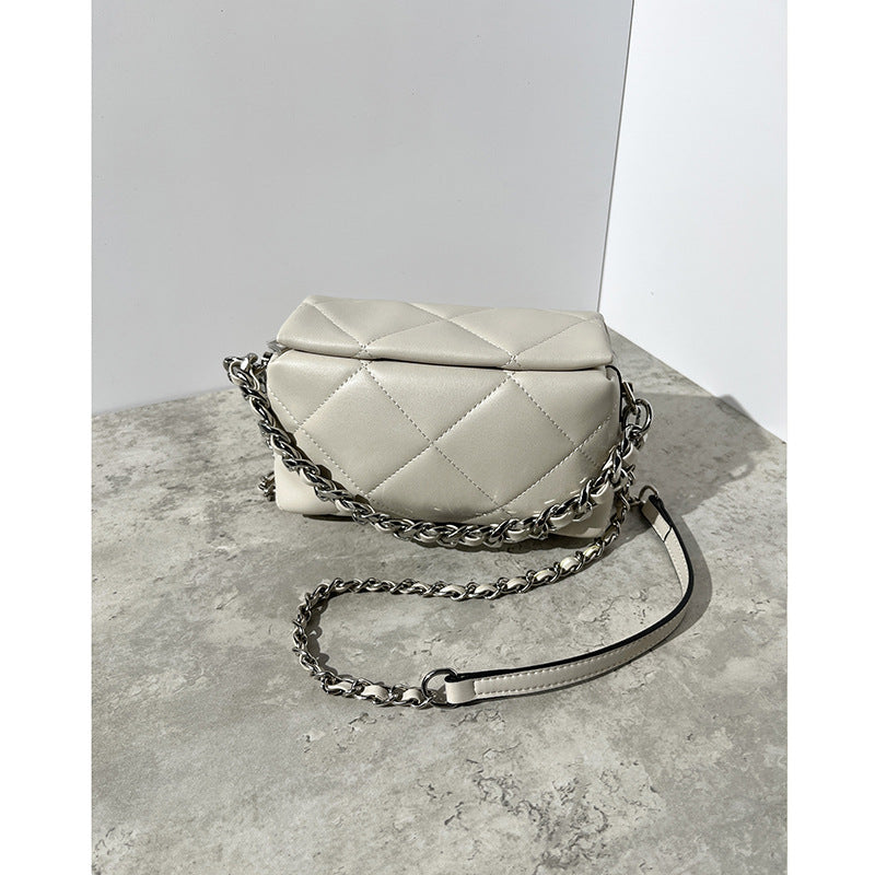 Women's Genuine Leather Fashion Rhombic Chain Niche Shoulder Bags