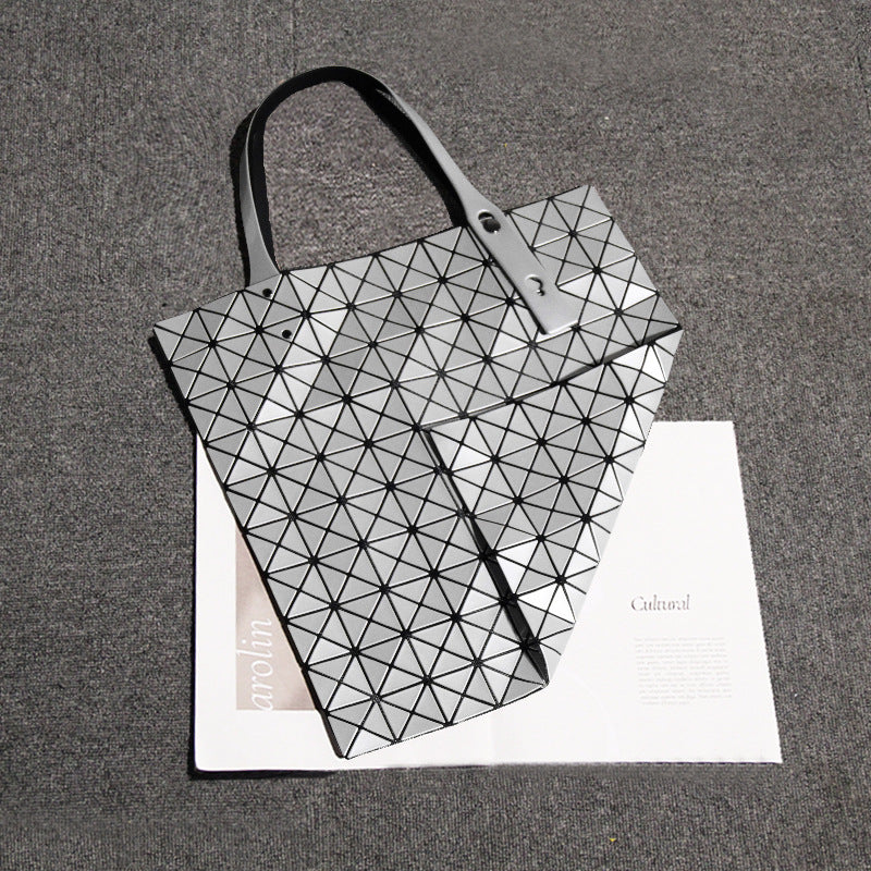 Laser Stitching Geometric Diamond Pattern Grid Portable Large Shoulder Bags