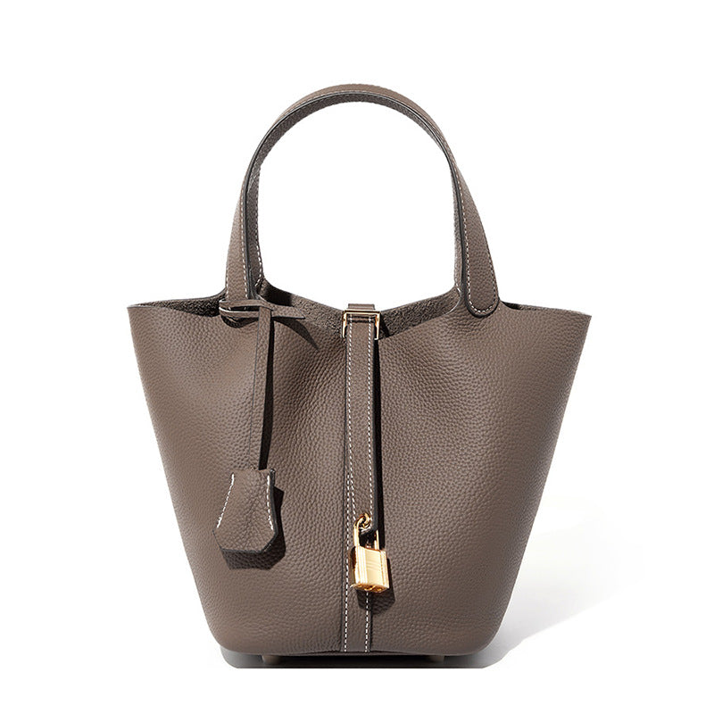 Women's Genuine Leather Versatile Classic Vegetable Basket Bucket Bags