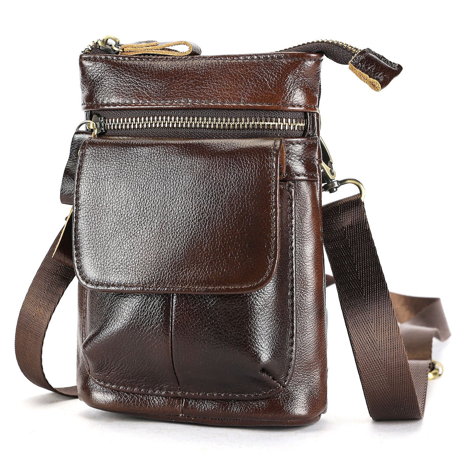 Men's Genuine Leather Single Mini Pouch Cowhide Men's Messenger Bags