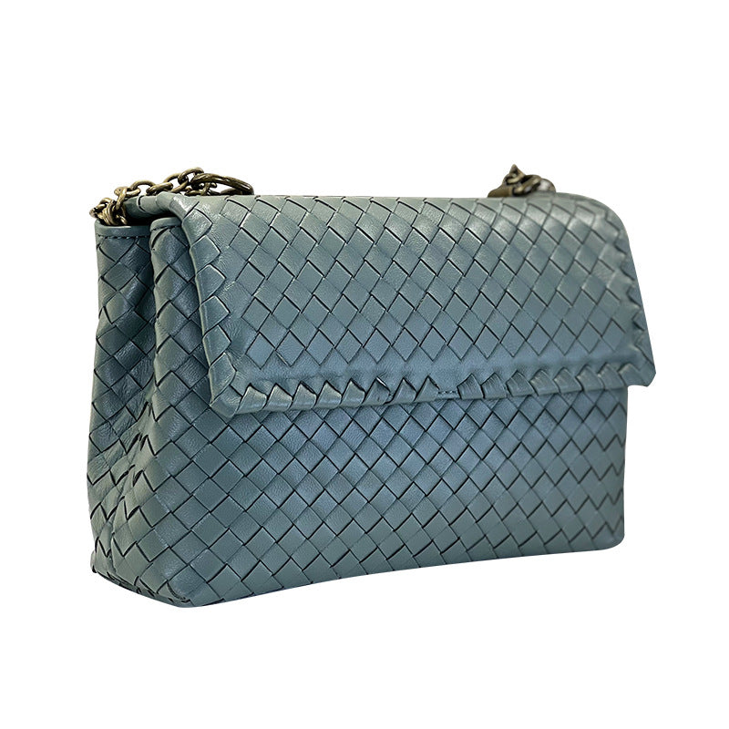 Woven Large Capacity Portable Genuine Leather Shoulder Bags