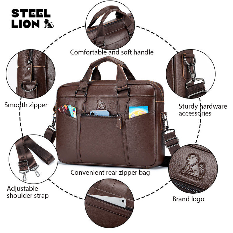 Men's Old Lion Leather Portfolio Inch Computer Men's Briefcases