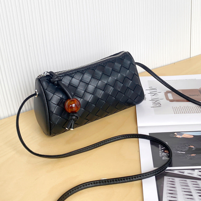 Women's Simple High-grade Woven Leather Mobile Tote Bags
