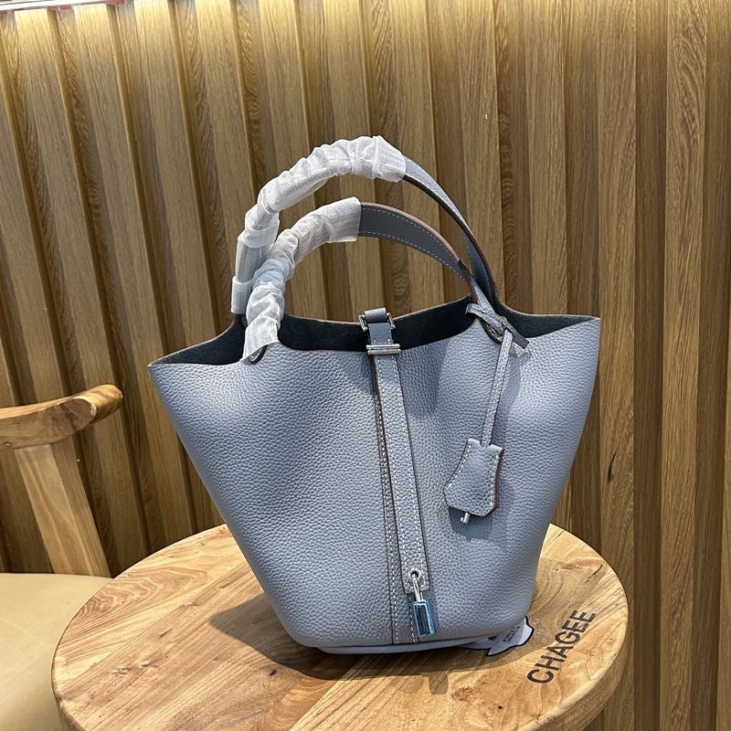 Women's Vegetable Basket Hand-held Lychee Pattern Cow Shoulder Bags