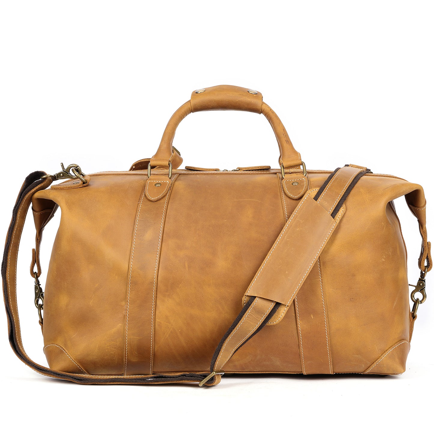Men's Crazy Horse Leather Handmade Retro Large Travel Bags