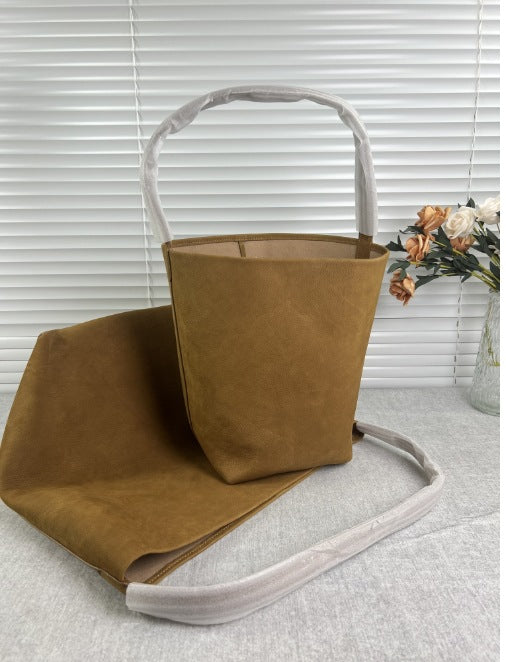 Women's Suede Light Winter Style Avocado Green Bucket Bags