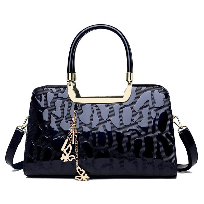 Women's Patent Leather Fashion Boston Big Textured Handbags