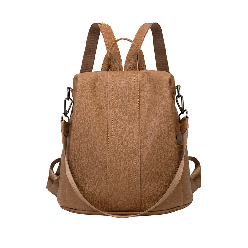Women's Fashion Fashionable College Soft Leather Backpacks