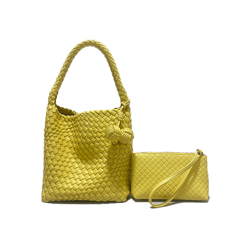 Hand-woven Double Ball Portable Fashion Vegetable Bucket Bags