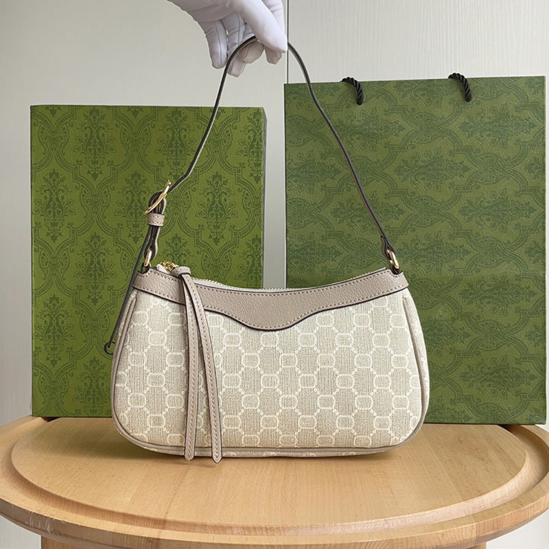 Women's Strawberry Underarm Mahjong Mini Canvas Chain Armpit Bags